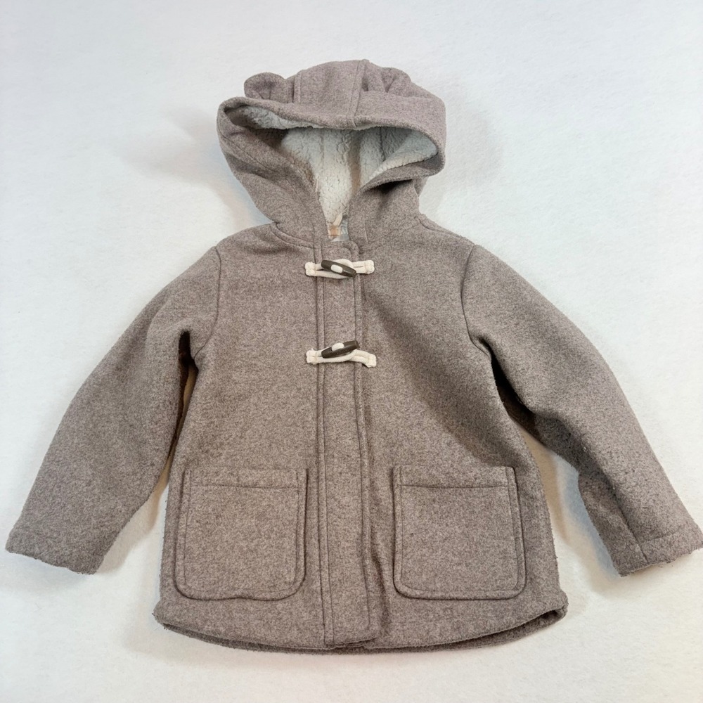 Old Navy Toggle Coat Kids 4T Brown Bear Ear Hooded Sherpa Lined Jacket